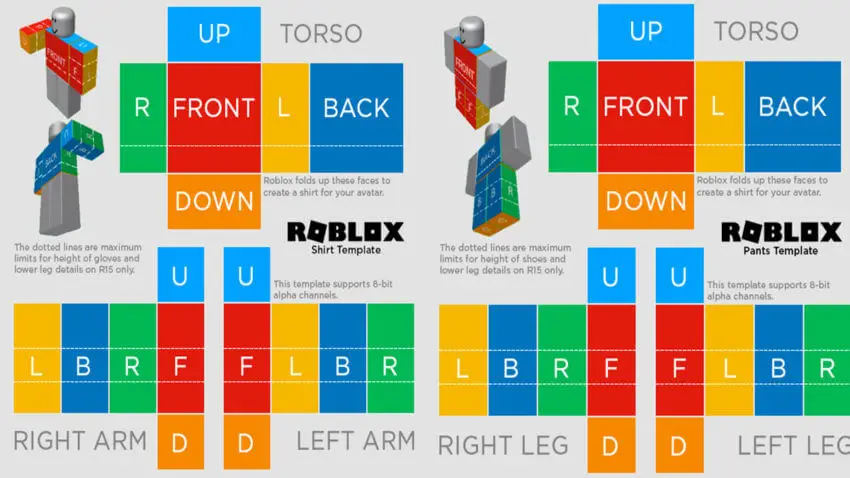 Roblox Clothes Template - Shirt, T-Shirt, Pant template Making and Upload