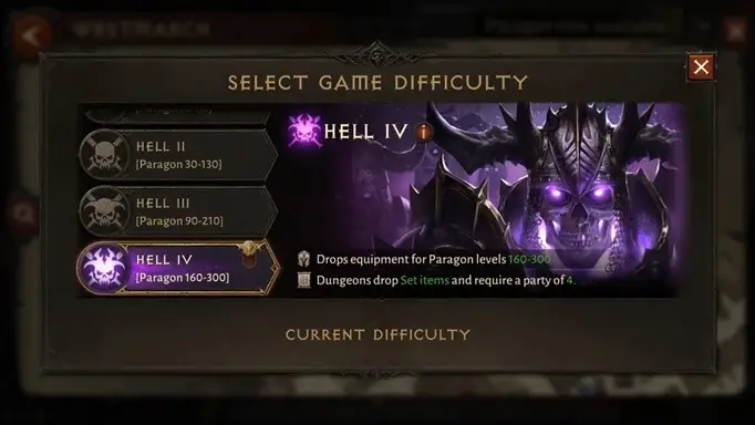 Diablo Immortal - Difficulty Levels
